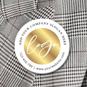 Bóton Redondo 5.08cm Logotipo Dourado Empresa Corporativa Promocional P
