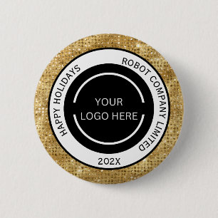 Bóton Redondo 5.08cm Logotipo e Nome da Empresa Minimalista em Ouro