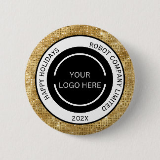 Bóton Redondo 5.08cm Logotipo e Nome da Empresa Minimalista em Ouro