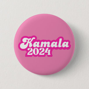Bóton Redondo 5.08cm Logotipo rosa feminino Kamala Harris 2024