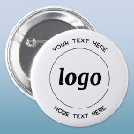Bóton Redondo 5.08cm Logotipo Simples Com Empresa De Texto<br><div class="desc">Adicione seu próprio logotipo e escolha de texto a este design. Remova o texto superior ou inferior,  se preferir. Minimalista e profissional. Excelente para marcas de funcionários ou como promocional para seus clientes e clientes.</div>