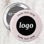 Bóton Redondo 5.08cm Logotipo Simples com Texto Cor-de-rosa Esbranquiça<br><div class="desc">Adicione seu próprio logotipo e escolha de texto a este design. Remova o texto superior ou inferior,  se preferir. Minimalista e profissional. Excelente para marcas de funcionários ou como promocional para seus clientes e clientes.</div>