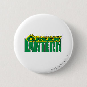 Bóton Redondo 5.08cm Logotipo verde da lanterna - chamas amarelas