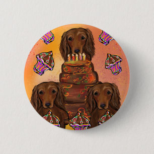 Bóton Redondo 5.08cm Long Haired Red Dachshunds