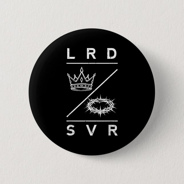 Bóton Redondo 5.08cm Lord Saviour Crown Christian God Jesus Bible Men W (Frente)