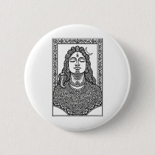 Bóton Redondo 5.08cm Lord Shiva Mehandi Tradicional Indiano E Mandala