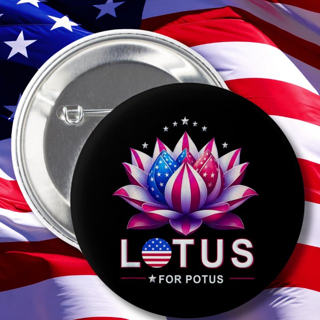Bóton Redondo 5.08cm Lotus para Potus Kamala Harris Trendy Lotus Potus (Criador carregado)