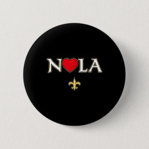 Bóton Redondo 5.08cm Love Nola New Orleans Fleur De Lis Heart Nola