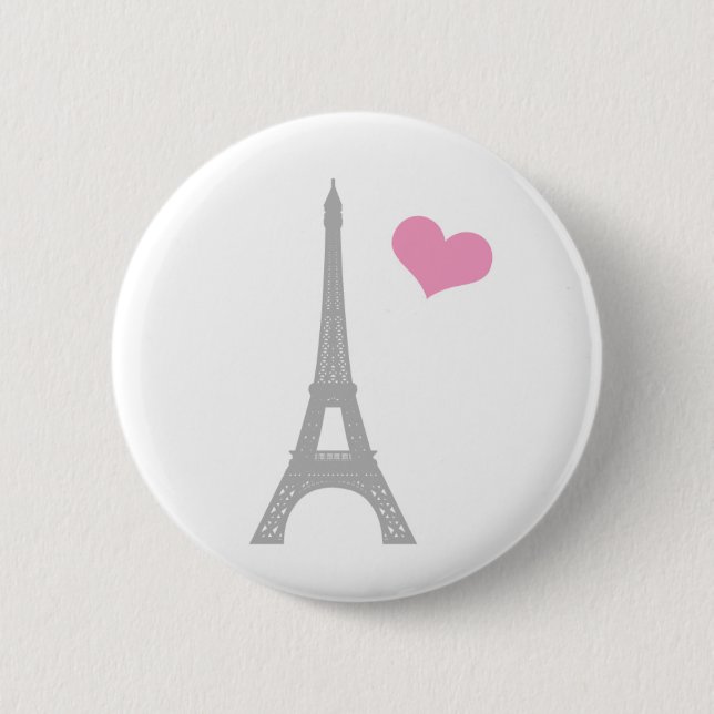 Bóton Redondo 5.08cm Love Paris Button Pin (Frente)