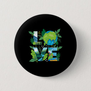 Bóton Redondo 5.08cm Love World - Environmental Protection Earth Day Cl