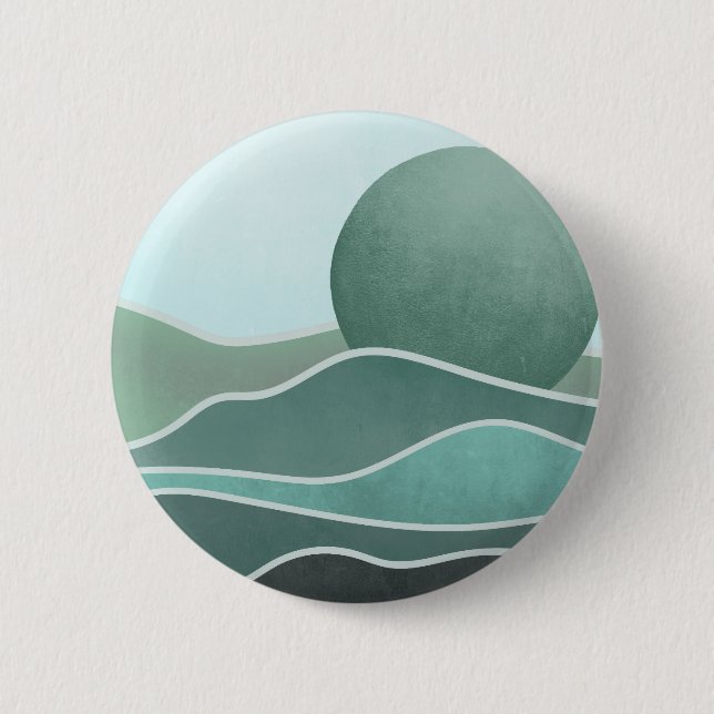 Bóton Redondo 5.08cm Lua Azul Sobre Montanhas Zen Boho (Frente)