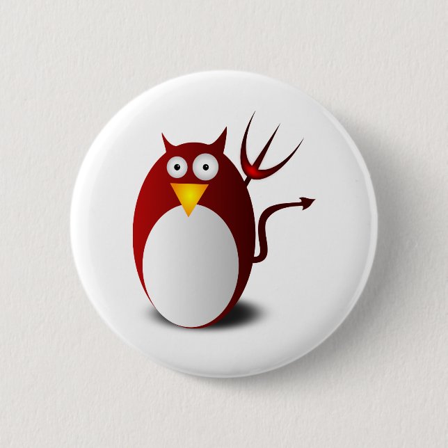 Bóton Redondo 5.08cm Lúcifer do Diabo do Tux Ubuntu do Penguin Linux (Frente)