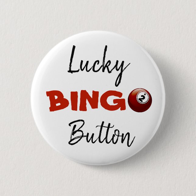 Bóton Redondo 5.08cm Lucky BINGO Button Red Ball (Frente)