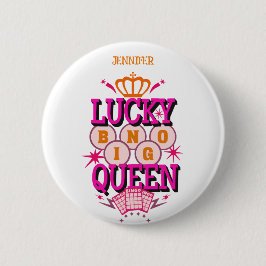 Bóton Redondo 5.08cm Lucky Bingo Queen /nome editável