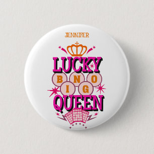 Bóton Redondo 5.08cm Lucky Bingo Queen /nome editável