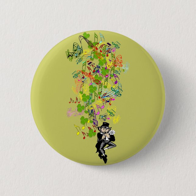 Bóton Redondo 5.08cm Lucky Leprechaun Com Shamrocks (Frente)