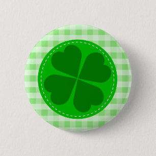 Bóton Redondo 5.08cm Lucky Shamrock Green Checked