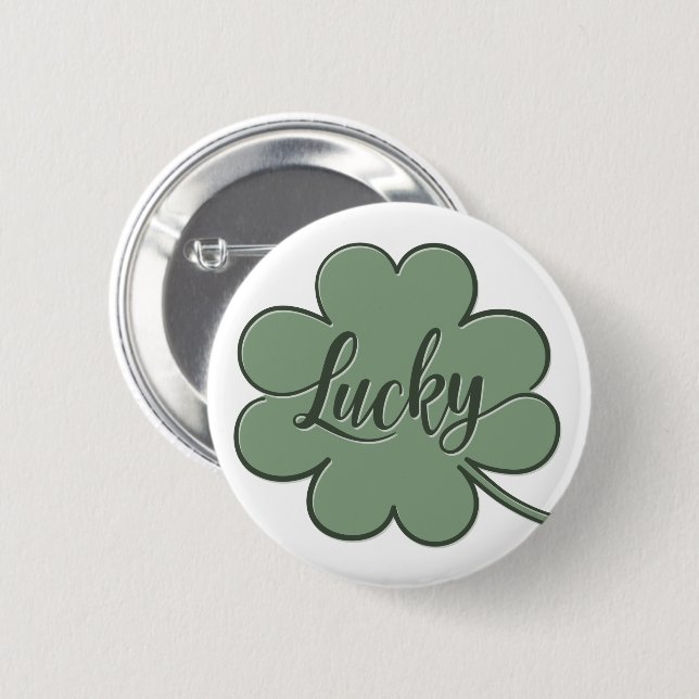 Bóton Redondo 5.08cm Lucky Shamrock Verde - GraphicLoveShop (Frente & Verso)