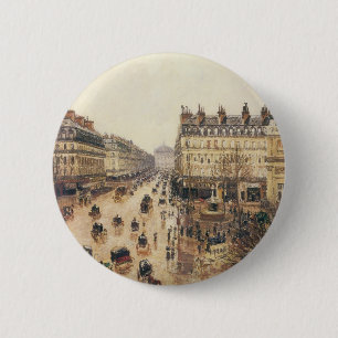 Bóton Redondo 5.08cm Lugar du Teatro Francais, chuva de Paris por