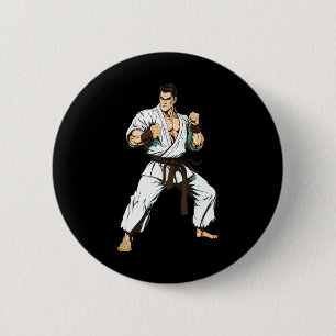 Bóton Redondo 5.08cm lutador de Karate Kyokushin - Artes Marciais Japon