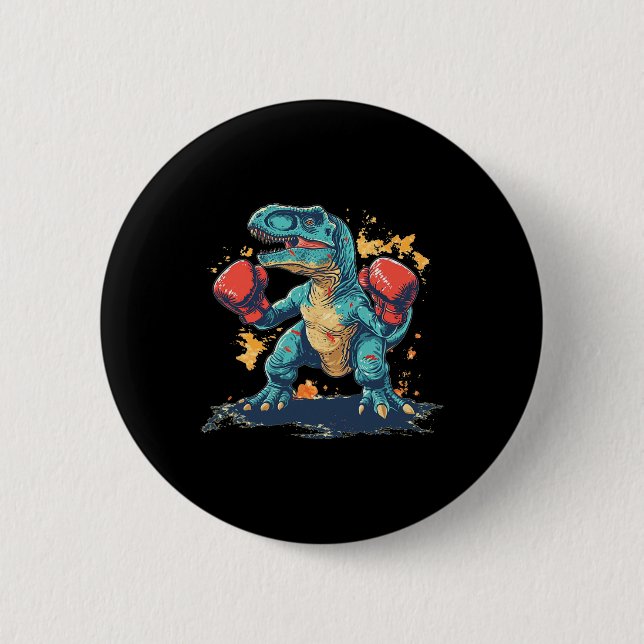 Bóton Redondo 5.08cm Luvas de Boxe Legais Com Dinossauro (Frente)