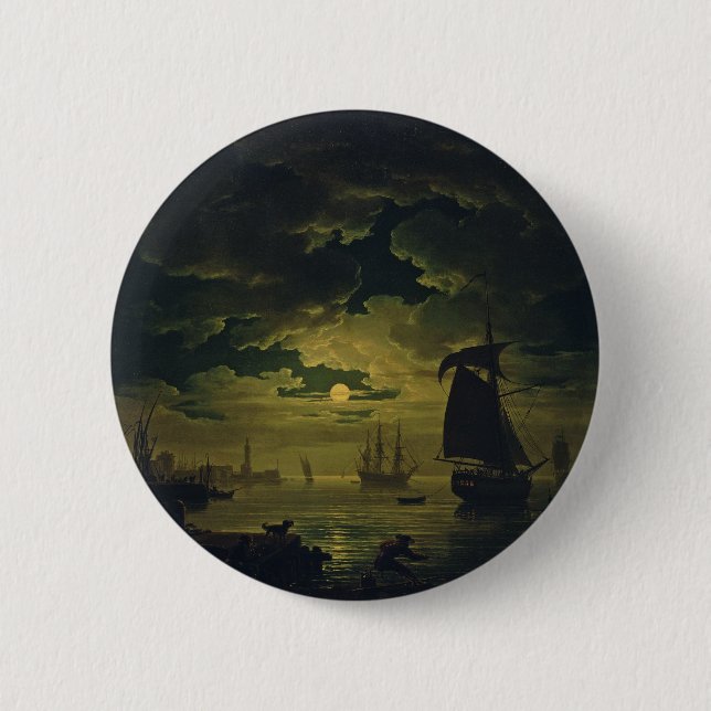 Bóton Redondo 5.08cm Luz da Lua sobre Palermo Arte de Alta Fidelidade  (Frente)