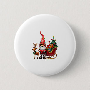 Bóton Redondo 5.08cm Luz de Natal Gnome Papai Noel Montando Trenó Hi