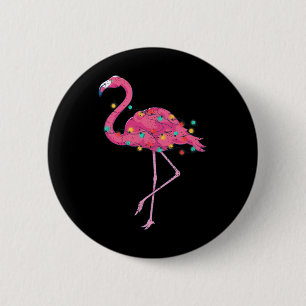 Bóton Redondo 5.08cm Luzes de Natal Engraçadas Flamingo Rosa Natal Trop