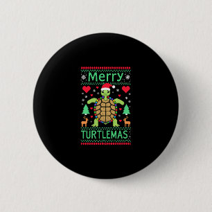 Bóton Redondo 5.08cm Luzes de Natal Merry Turtlemas Tartaruga Fofa Papa