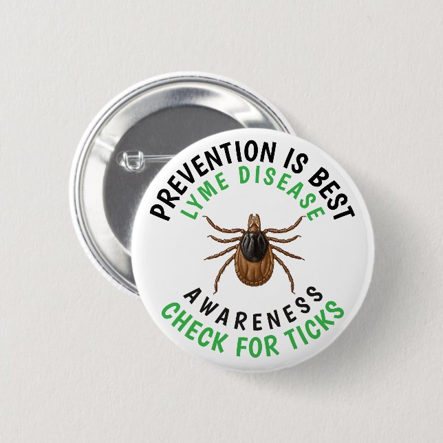 Bóton Redondo 5.08cm Lyme Disease Awareness | Deer Tick  (Frente & Verso)