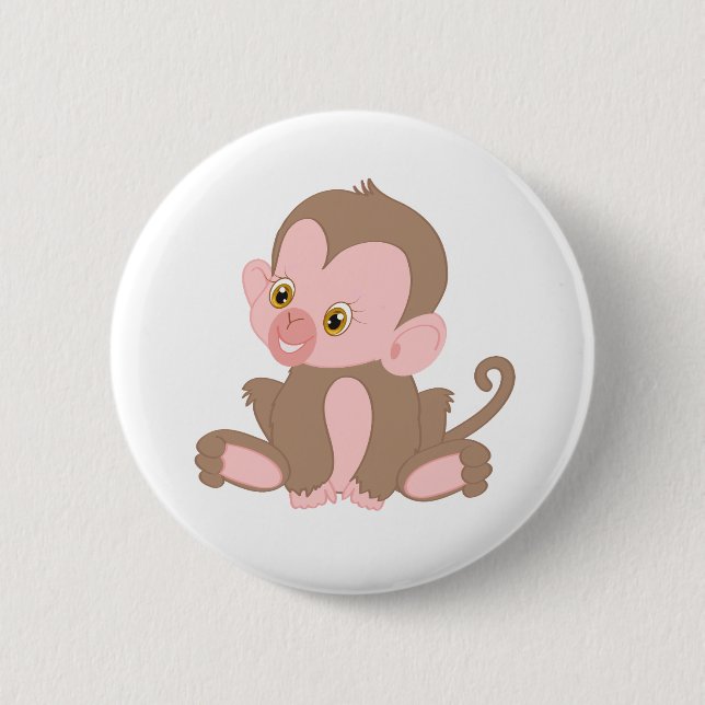Bóton Redondo 5.08cm Macaco Bebê Sorridente (Frente)