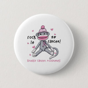 Bóton Redondo 5.08cm Macaco De Consciência Do Cancer Mama-O Ao Cancer