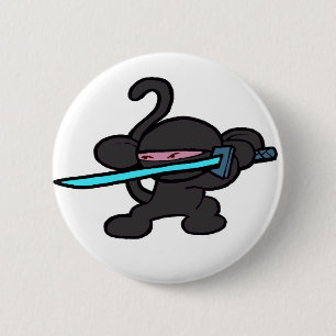 Bóton Redondo 5.08cm Macaco de Ninja em Guarda-Nenhumas palavras