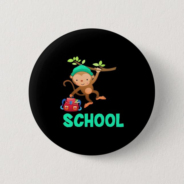 Bóton Redondo 5.08cm Macaco De Volta À Escola (Frente)