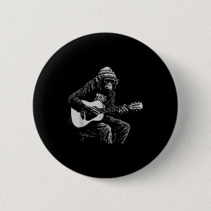Bóton Redondo 5.08cm Macaco Engraçado Guitarrra Acústica Amante da Músi