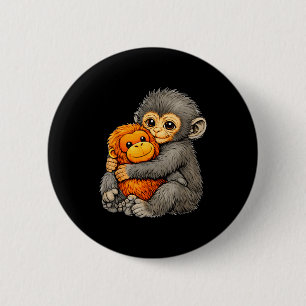 Bóton Redondo 5.08cm Macaco Punch engraçado bebê fofo animal abraçando
