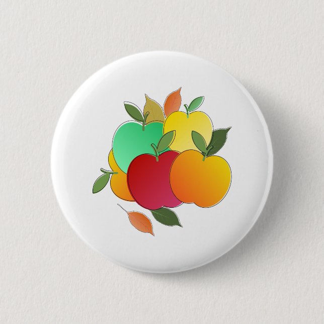 Bóton Redondo 5.08cm Maçãs e Folhas (Frente)