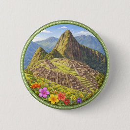 Bóton Redondo 5.08cm Machu Picchu do Peru
