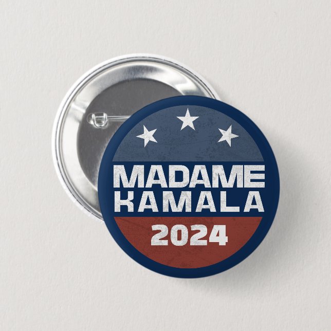 Bóton Redondo 5.08cm Madame Kamala Harris 2024 para o Presidente Patrió (Frente & Verso)