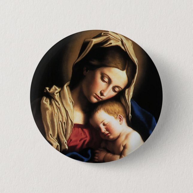 BÓTON REDONDO 5.08CM MADONNA E CRIANÇA (Frente)