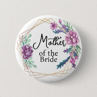 Bóton Redondo 5.08cm Mãe da Noiva Floral Roxo Casamento