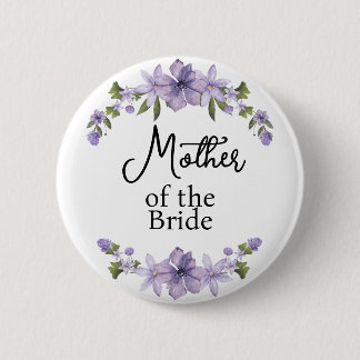 Bóton Redondo 5.08cm Mãe da Noiva Floral Roxo Casamento