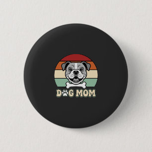 Bóton Redondo 5.08cm Mãe de Cachorro Retro Bulldog Vetor