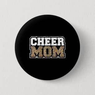 Bóton Redondo 5.08cm Mãe de Cheerleading Engraçada Estampa de Leopardo