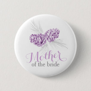 Bóton Redondo 5.08cm Mãe do alfinete de casamentos roxo de pinho de noi