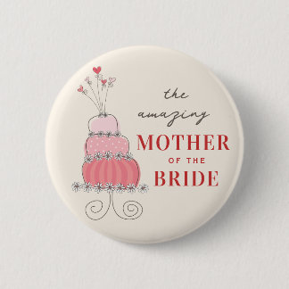 Bóton Redondo 5.08cm MÃE DO BRIDE Botão de Bolo de Casamento Cor-de-Ros
