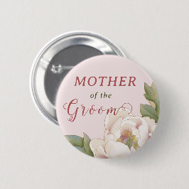 Bóton Redondo 5.08cm Mãe Elegante do Groom Blush Floral Rosa Mas