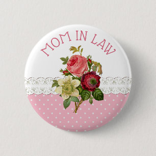 Bóton Redondo 5.08cm Mãe em Direito Rose Bouquet Botão de Casamento