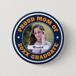 Bóton Redondo 5.08cm Mãe Orgulhosa de Graduado Foto Personalizada Gradu