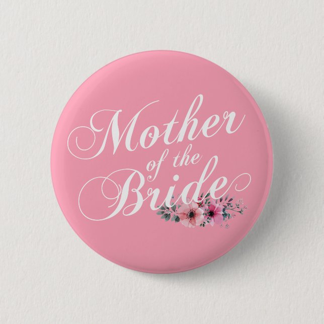 Bóton Redondo 5.08cm Mãe Simples do Casamento da Noiva | Botão Pino (Frente)